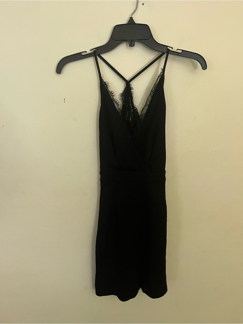 House of Three Black Lace-Trim Spaghetti Strap Dress Size 6